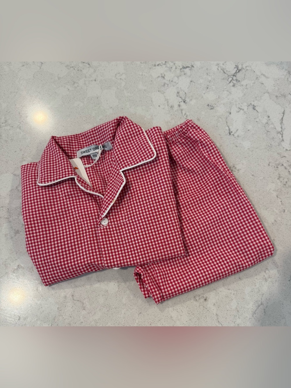 Sweet Dreams Red Gingham Kids Pajama Set